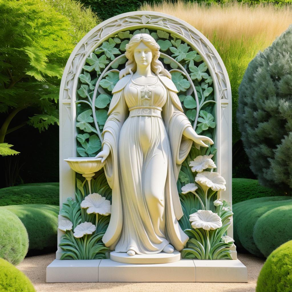 Art Nouveau Healer in Serene Garden