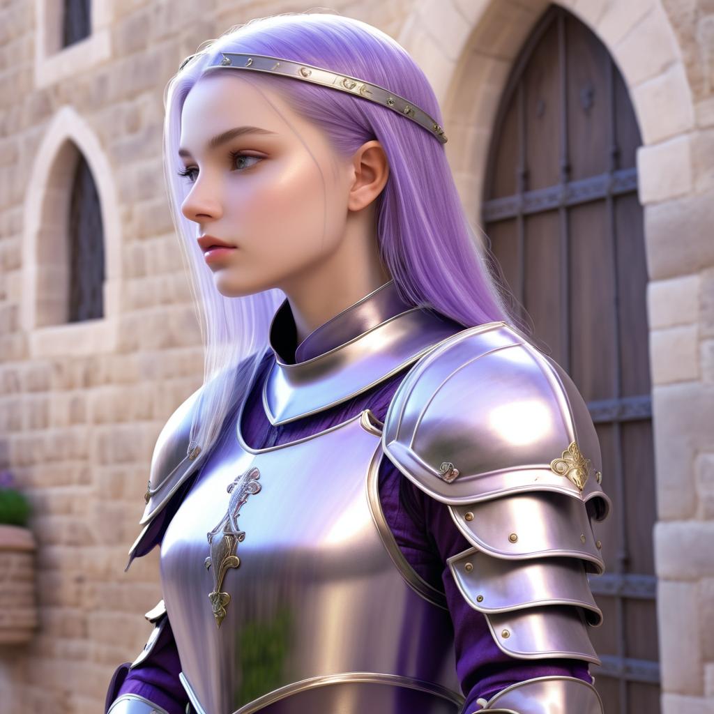 Medieval Beauty with Purple Hair Portrait