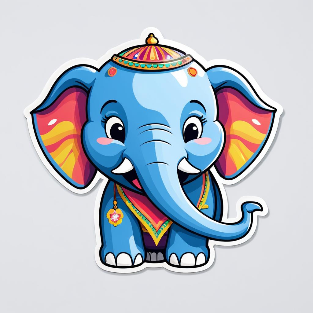 Jolly Cartoon Elephant Sticker Design