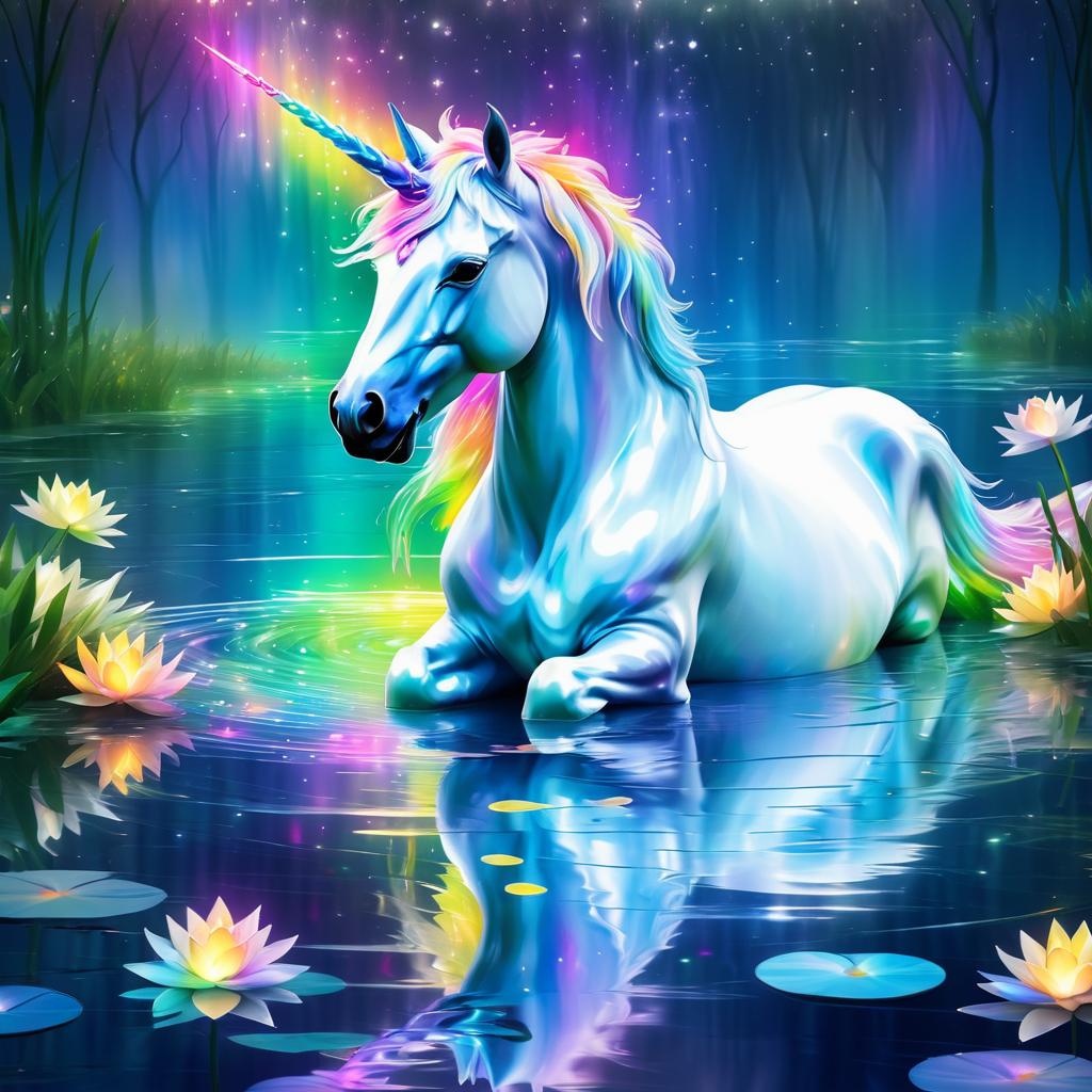 Ethereal Unicorn by a Serene Lake