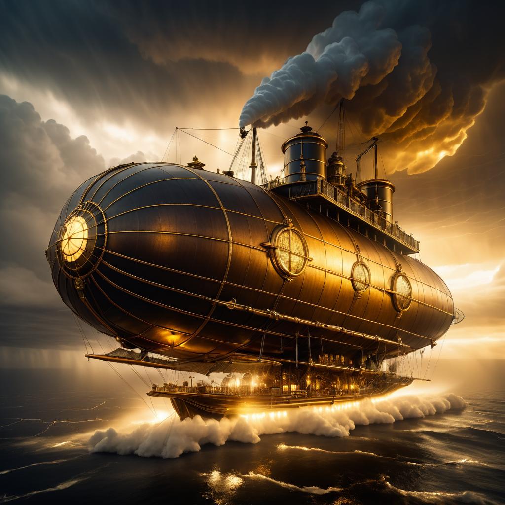 Steampunk Airship in Thunderstorm Battles