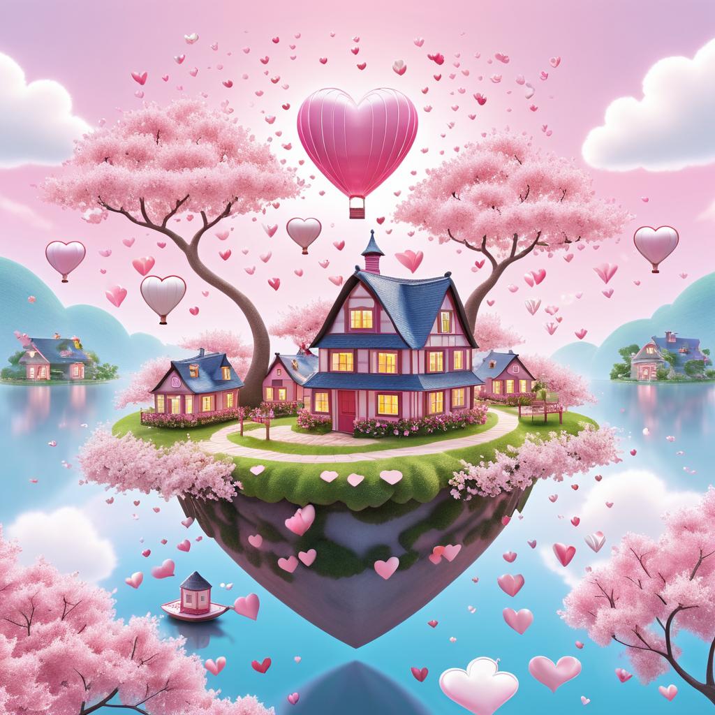 Enchanted Floating Heart Island Scene