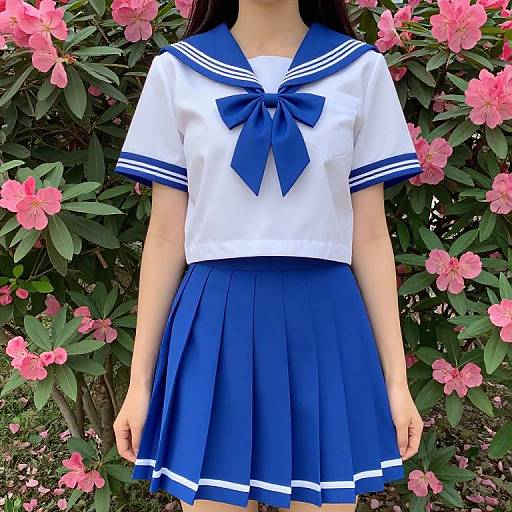 Female in Blue and White Uniform