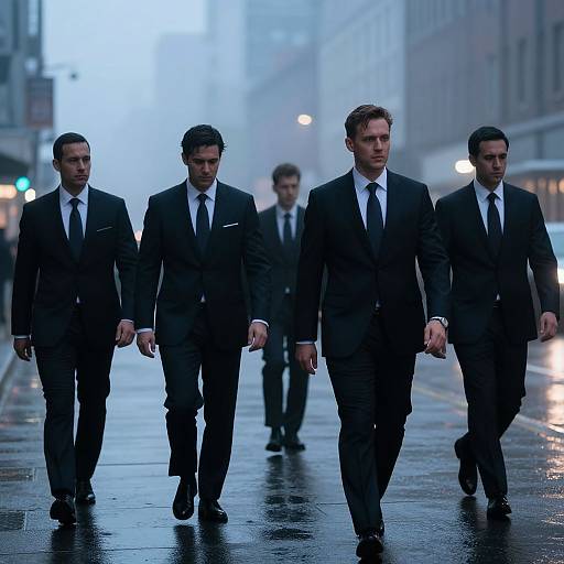 Cinematic Men in Suits at Twilight
