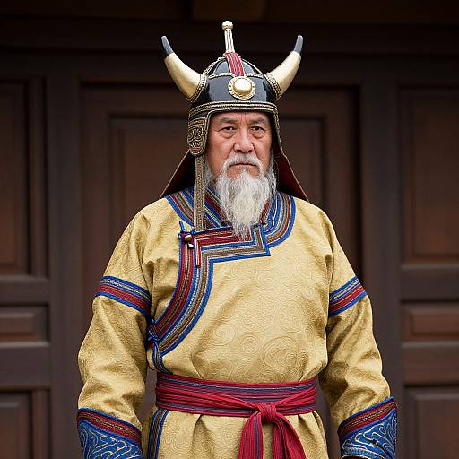 Elderly Mongolian Warrior Portrait