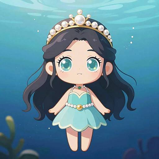 Underwater Magical Girl with Pearl Tiara