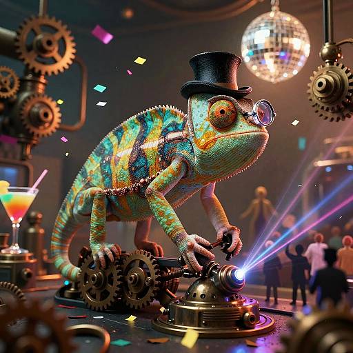 Steampunk Chameleon in Lively Lab