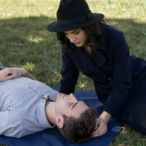 Sunlit Embrace on Grass: A Romantic Scene