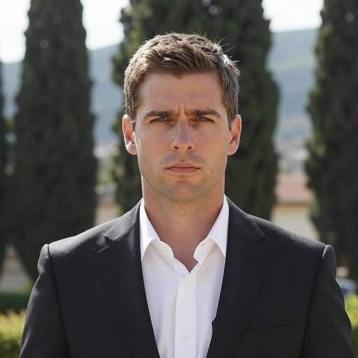 Serious Man in Suit Outdoors