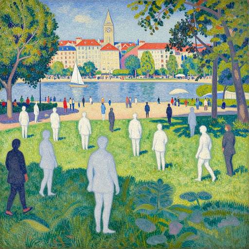 Vibrant Pointillist Park Scene