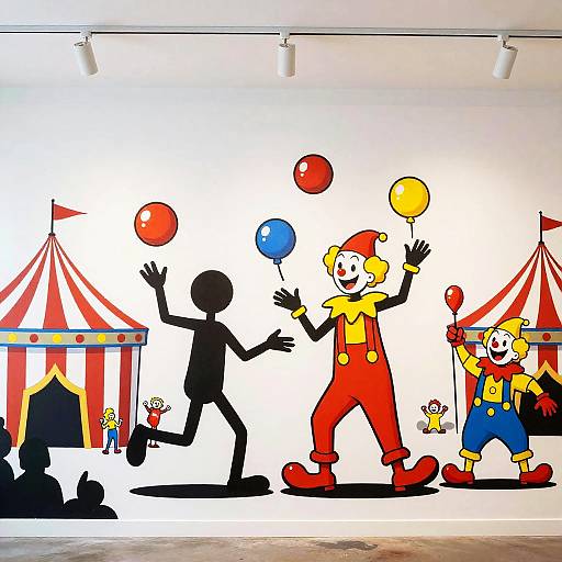 Joyful Circus Juggling Pop-Art Mural