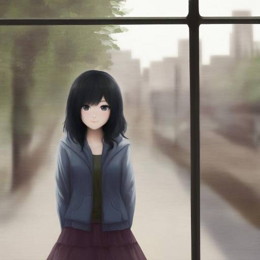 Young Woman Standing by Window in City Park