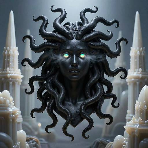 Ethereal Black Medusa in Romantic Style