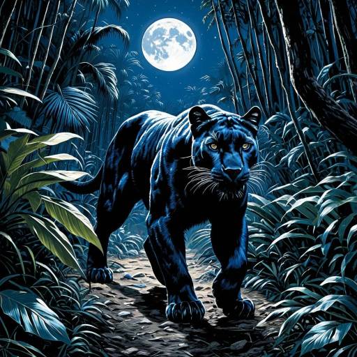 Moonlit Jungle Panther Art Moonlit Jungle Panther Art