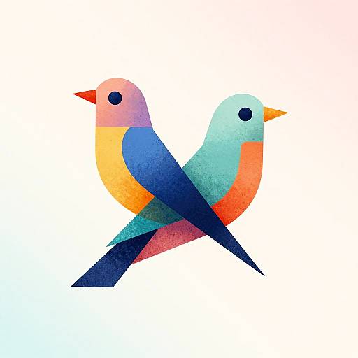 Abstract Colorful Geometric Birds