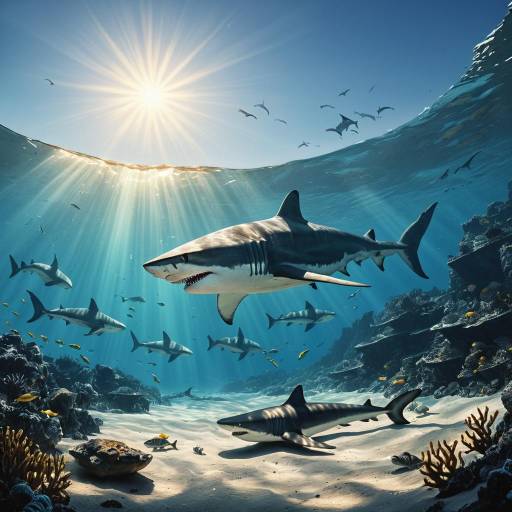 Megalodon Sharks in Prehistoric Ocean