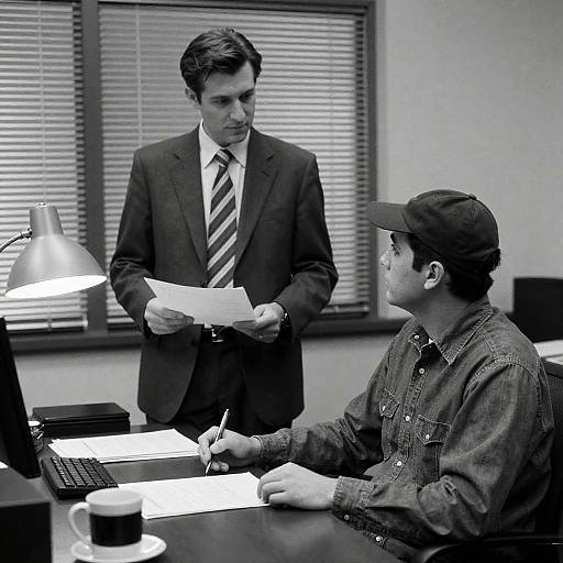 Classic Office Scene in Black and White