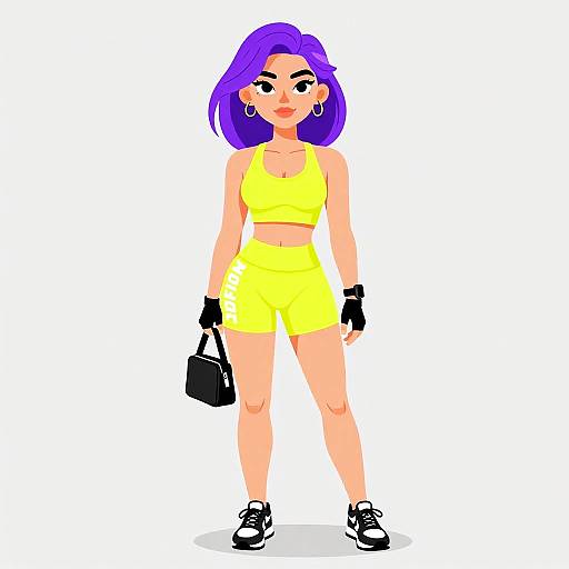 Sporty Chic Woman in Yellow Set