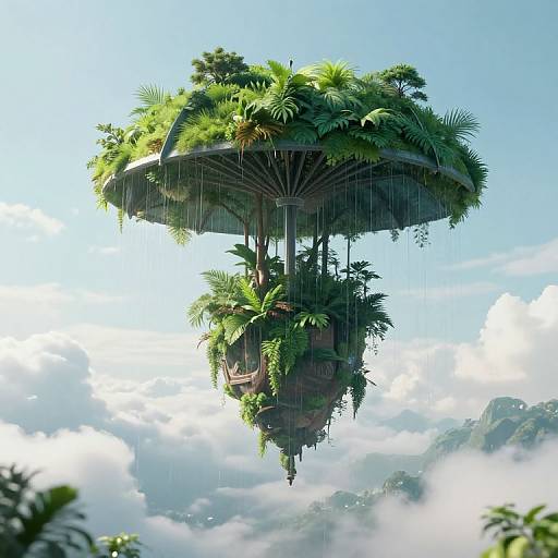 Futuristic Floating Umbrella Forest
