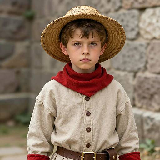 Medieval Boy in Traditional Costume