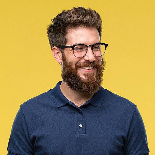 Cheerful Man in Navy Polo Portrait
