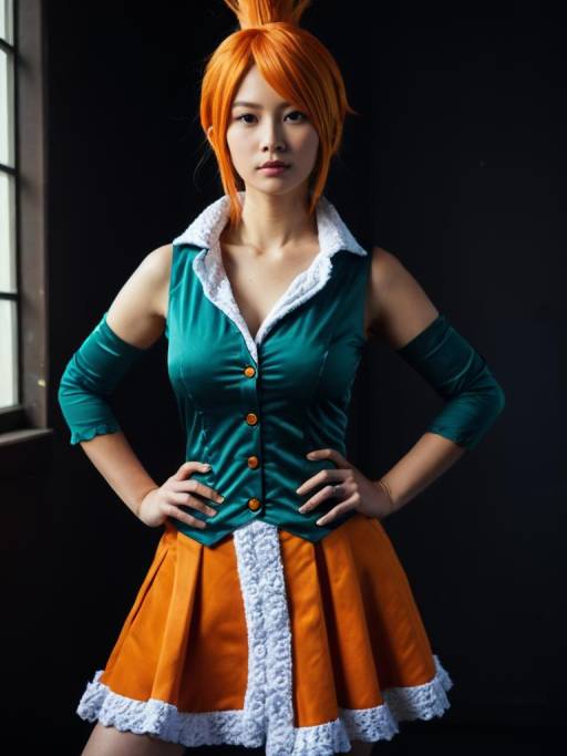 Cosplayer in Nami Costume