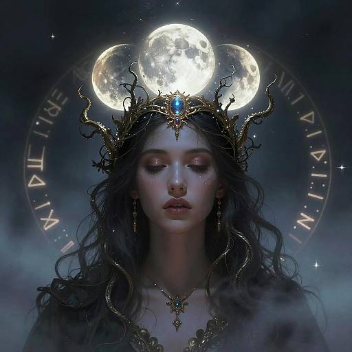 Ornate Hecate Crown with Triple Moons