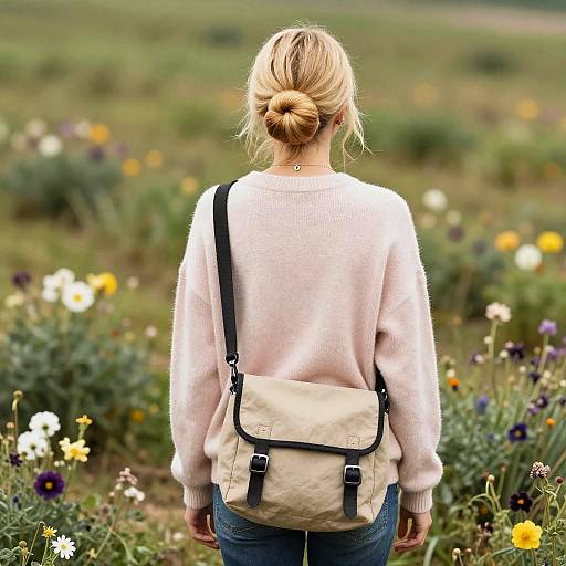 Honey Blonde Girl in Flower Field