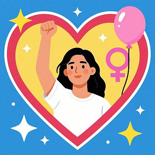 Empowered Woman with Feminist Symbols