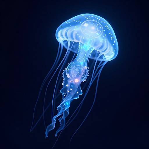 Ethereal Bioluminescent 3D Jellyfish