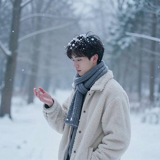 Winter Tranquility in Snowy Forest