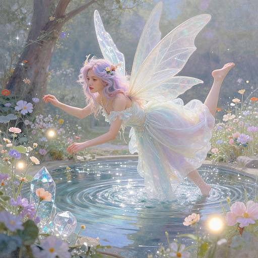 Delicate Fairy Over Crystal Lake