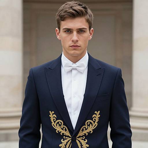 Handsome Man in Elegant Tuxedo Outdoors