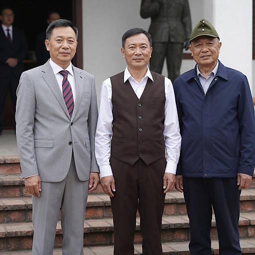Three Men on Brick Steps