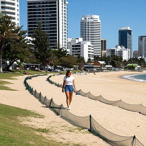 Woman Walking Along Wollongong Beach