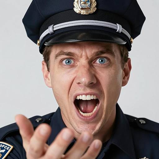 Intense Shouting Police Officer Portrait