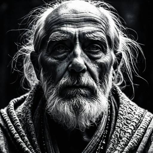 Portrait of Elderly Seer with Intense Expression