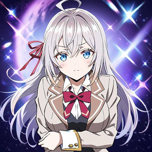 Illustration of Alisa mikhailovna kujou, tokidoki bosotto roshia-go de dereru tonari no alya-san in the style of Miwa shirow