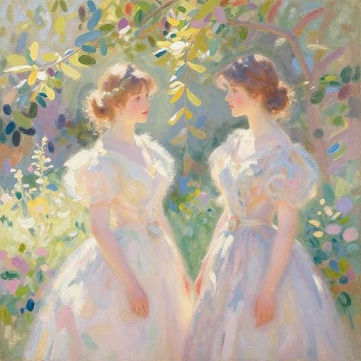 Impressionist Garden Scene with Muslos