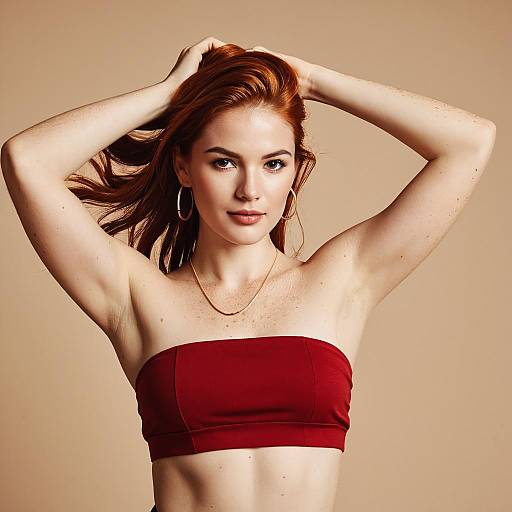 Red Bandeau Top Fashion Portrait