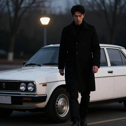 Mysterious Man Beside Classic Car