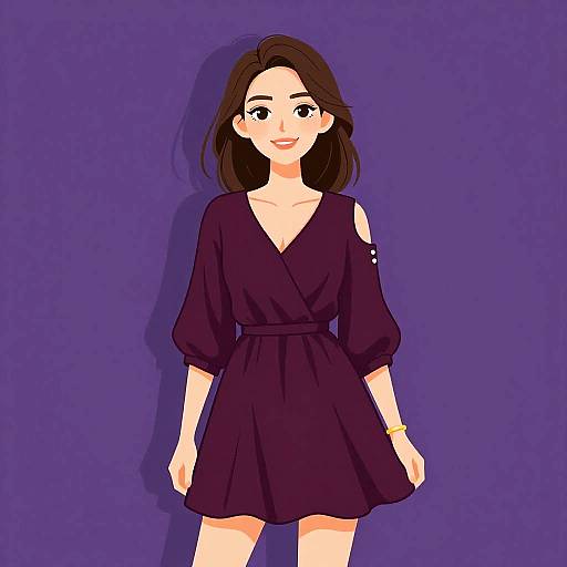 Smiling Woman in Burgundy Mini Dress