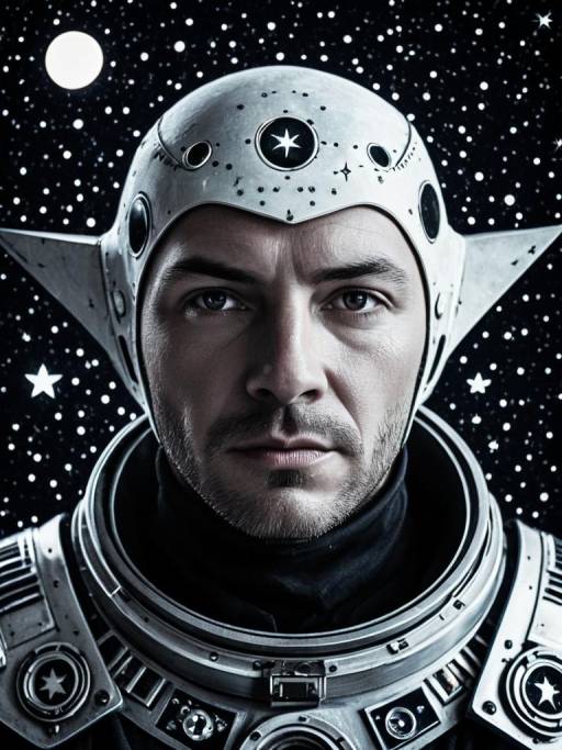 Man in Cosmic Stars and Moons Costume