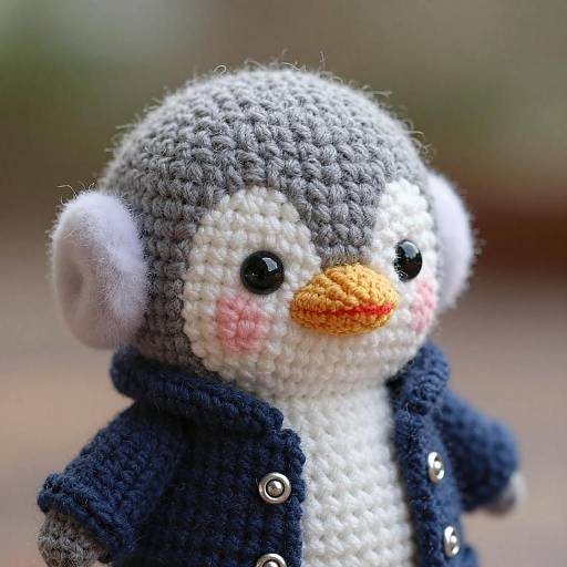 Macro Portrait of Amigurumi Penguin