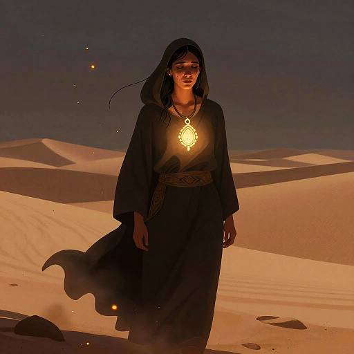 Stoic Desert Nomad with Ancient Talisman