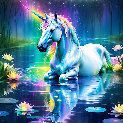 Ethereal Unicorn by a Serene Lake Ethereal Unicorn by a Serene Lake