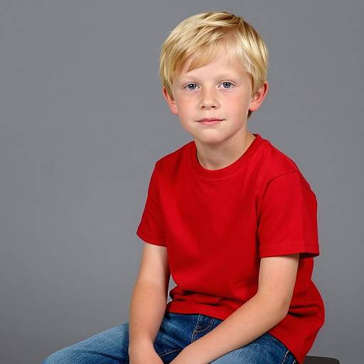 Blonde Boy in Casual Outfit