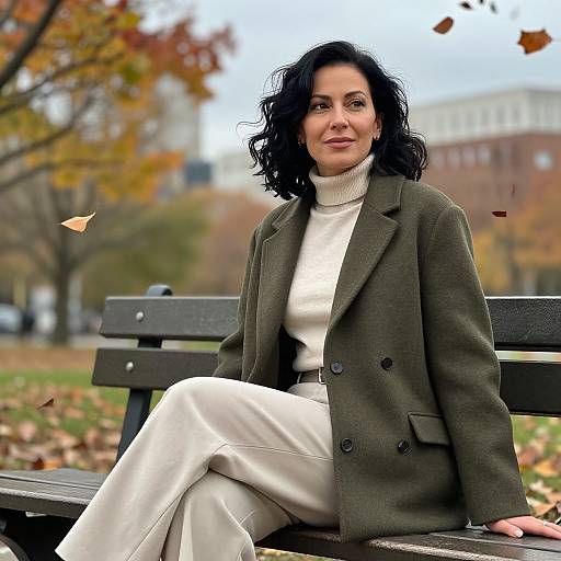 Confident Woman in Cozy Autumn Attire