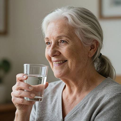 Smiling Elderly Woman with Ponytail