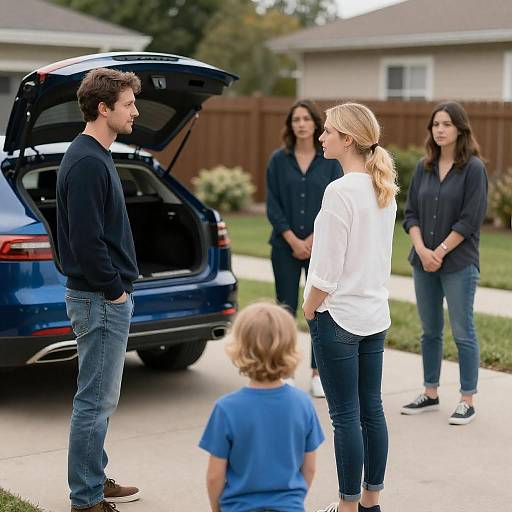 Family Portrait in Suburban Driveway